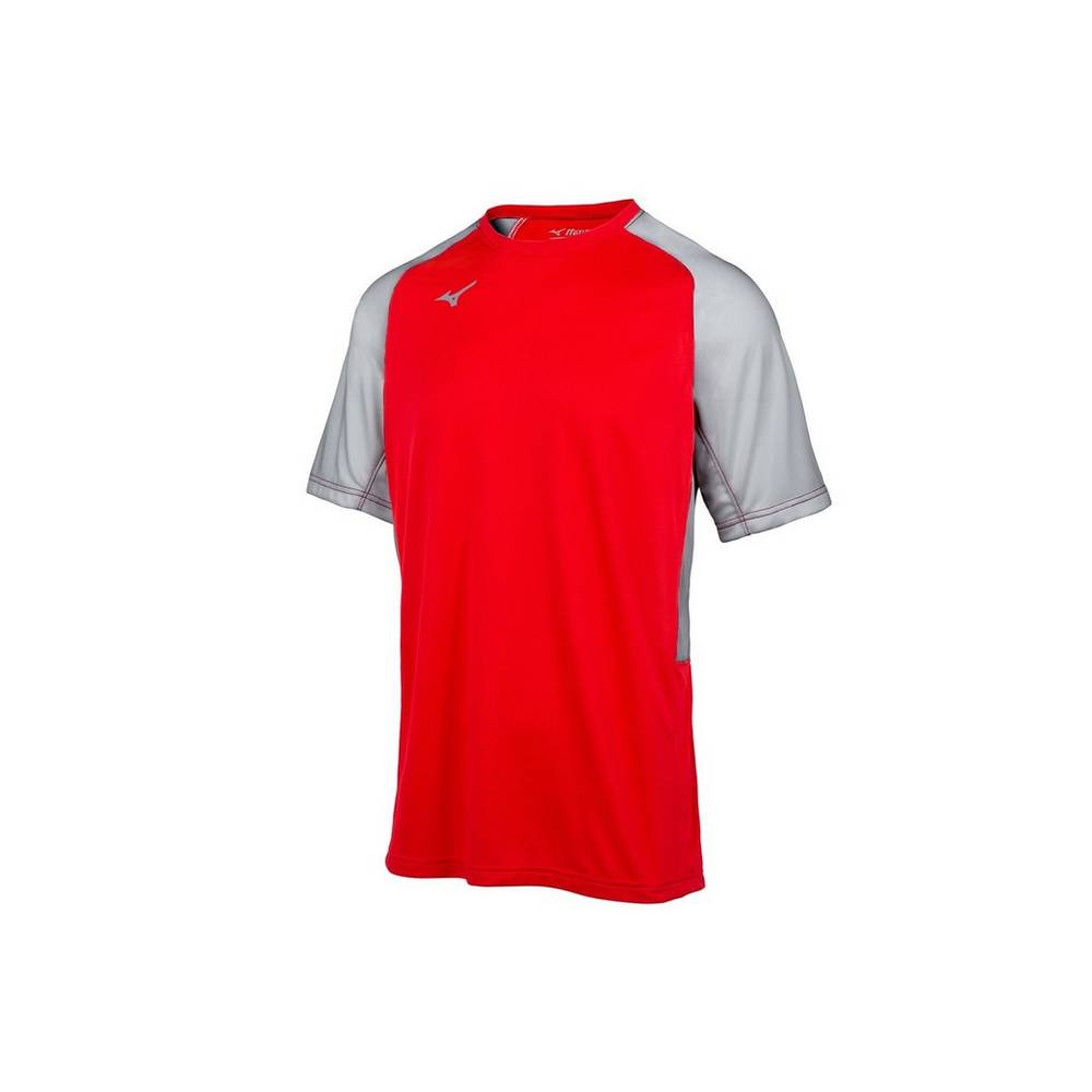 Maglia Mizuno Baseball Aerolite Crew Uomo - Rosse/Grigie - 16047-FIVX